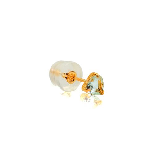 Heart Shaped Aquamarine Stud Earrings in 18k Yellow Gold