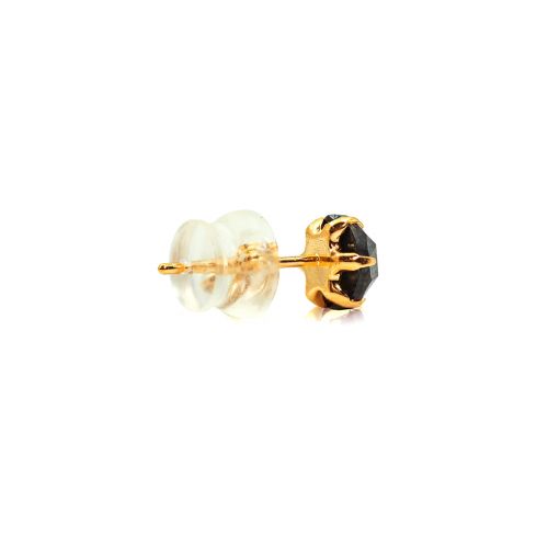 Round Shaped Stud Earrings in 18k Yellow Gold with Black Diamond