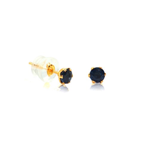 Stud Earrings in 18k Yellow Gold with Blue Sapphire