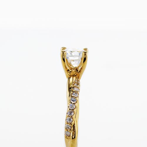 Diamond Accented Twist Pave Engagement Ring, 14k Yellow Gold