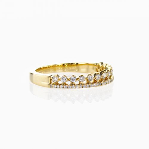 Double Row Diamond Wedding Band, 14k Yellow Gold