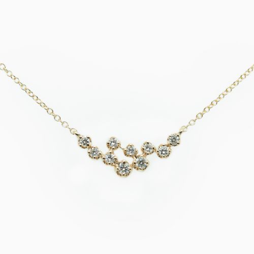 Asymmetrical Diamond Bar Necklace, 14k Yellow Gold