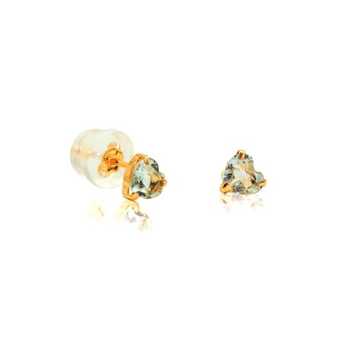 Heart Shaped Aquamarine Stud Earrings in 18k Yellow Gold