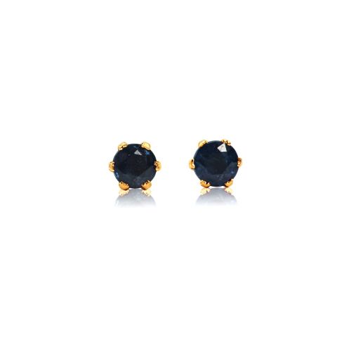 Stud Earrings in 18k Yellow Gold with Blue Sapphire