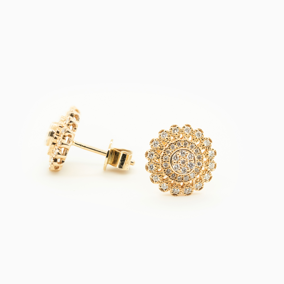 Dino Lonzano Solare Diamond Halo Stud Earrings, 14k Yellow Gold