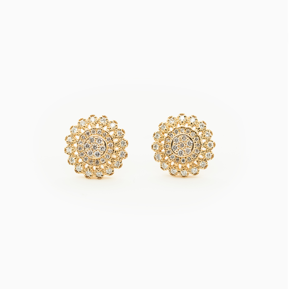 Dino Lonzano Solare Diamond Halo Stud Earrings, 14k Yellow Gold