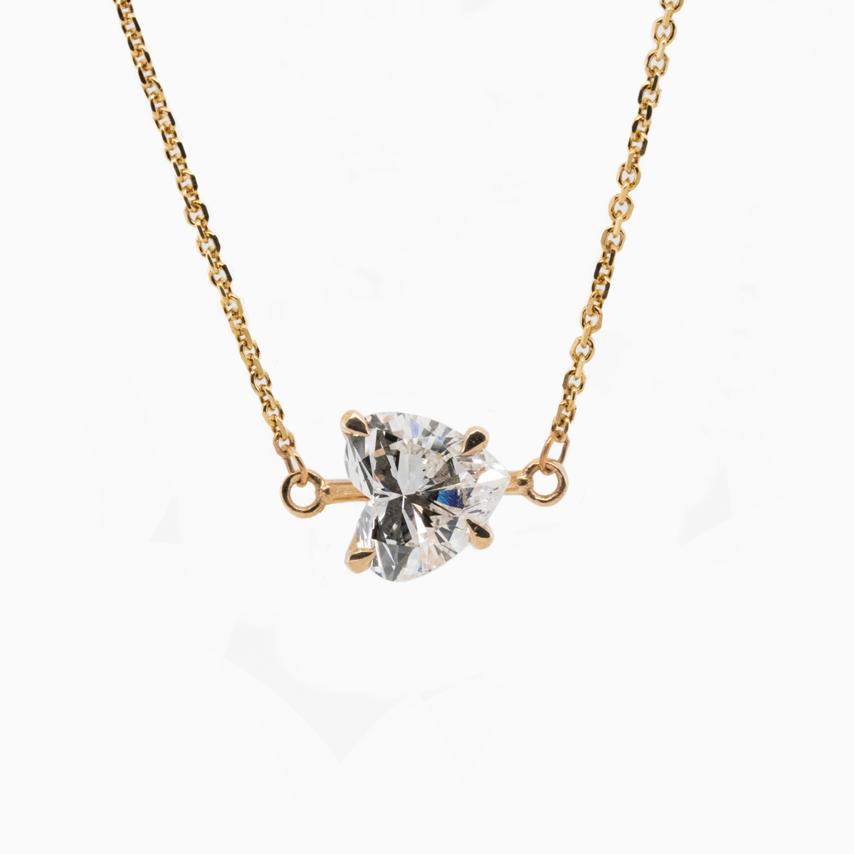 Off-Centered Diamond Hart Necklace, 1.15 Carat Lab-grown