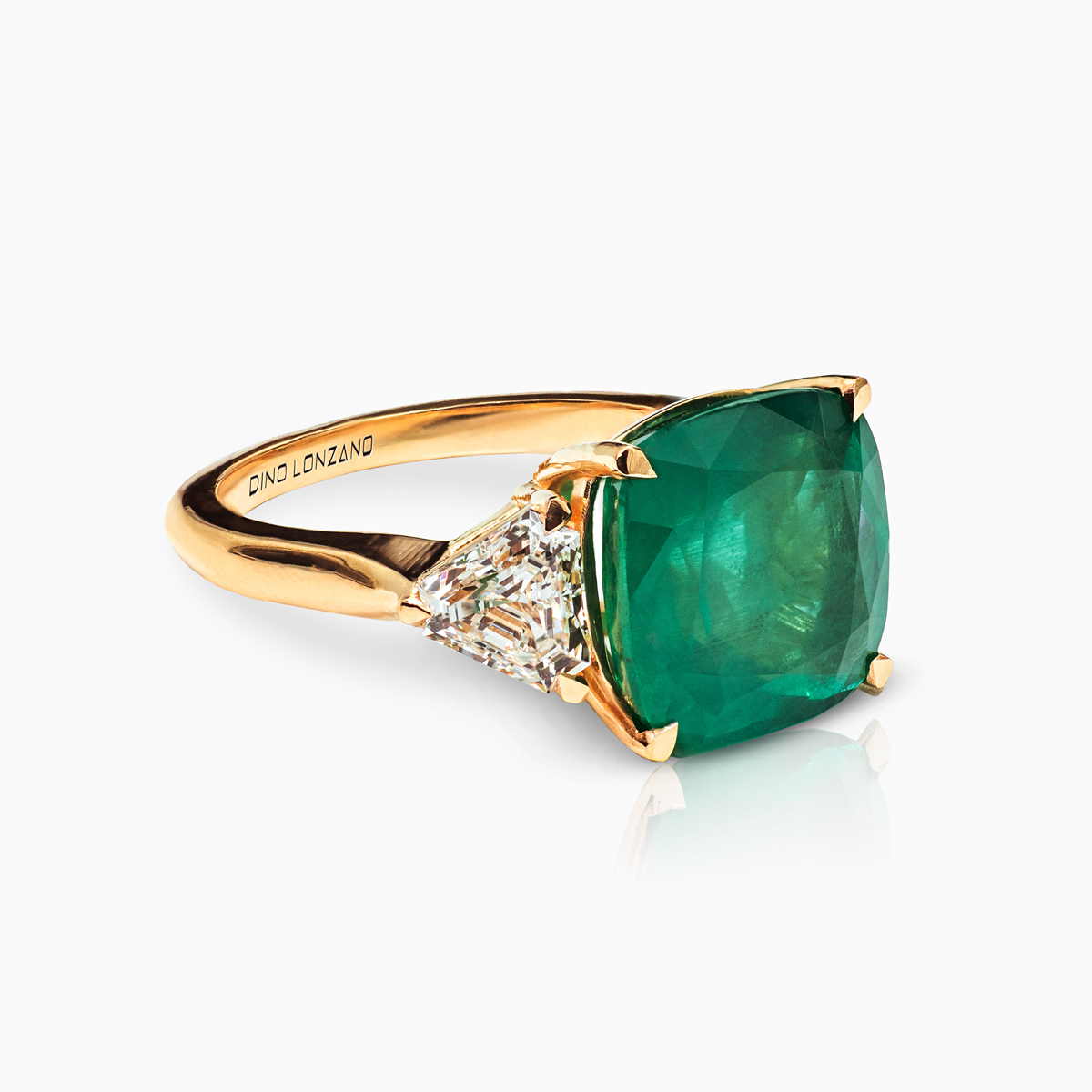 Dino Lonzano Emerald and Diamond Three-stone Engagement Ring