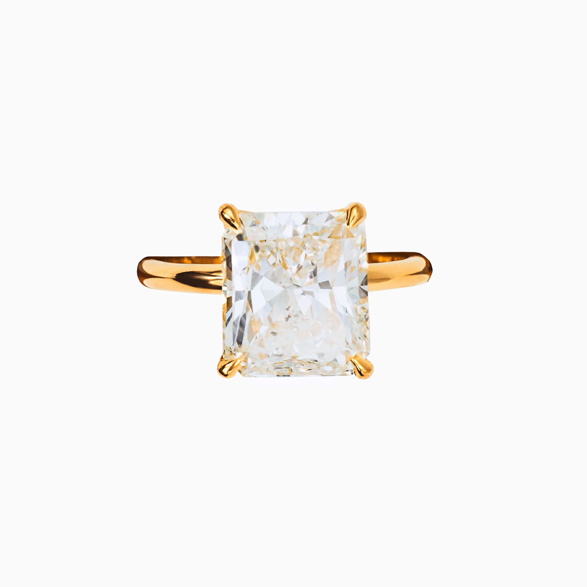 Dino Lonzano 5-Carat Radiant Cut Diamond Solitaire Engagement Ring, 18k Yellow Gold