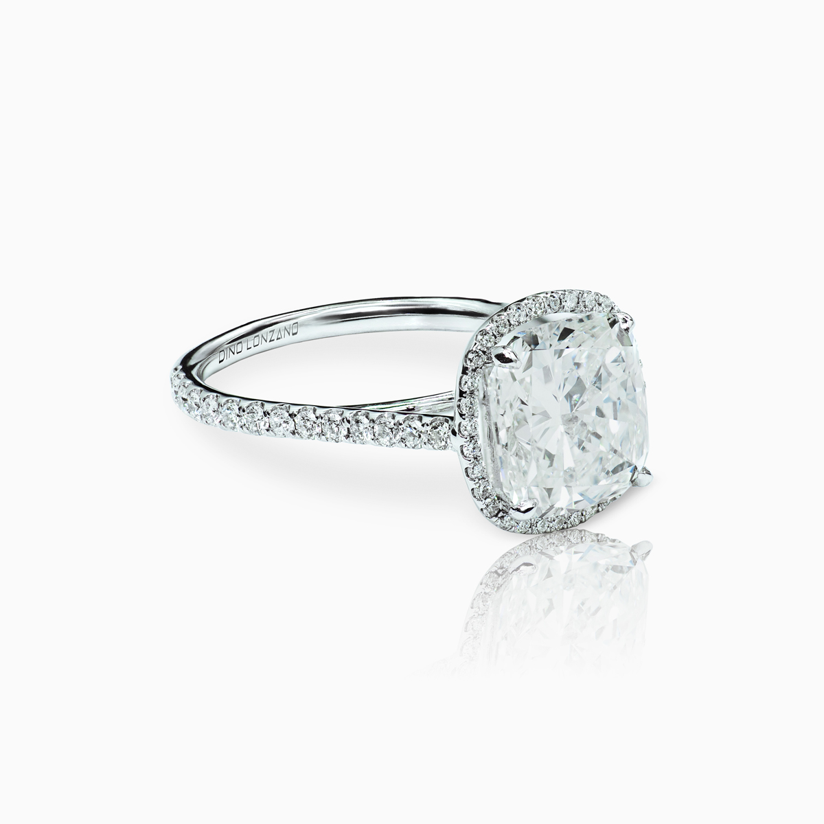 Cathedral Halo Pave Engagement Ring  with 4.00-Carat Cushion Cut Diamond