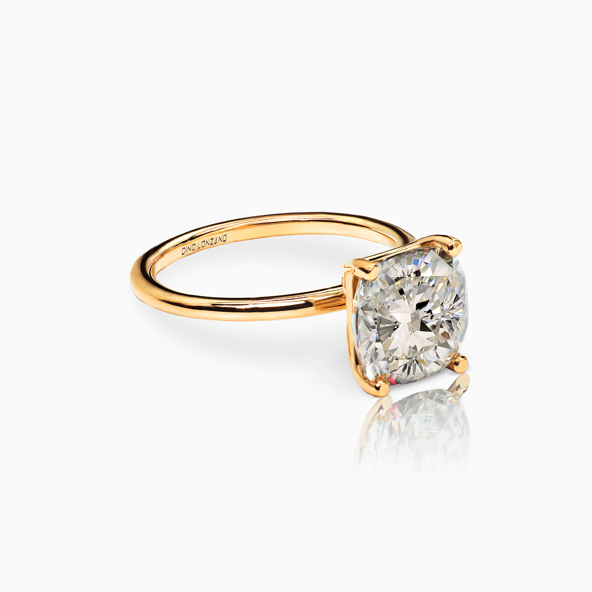 Dino Lonzano Signature Solitaire Engagement Ring for Cushion-cut Diamond