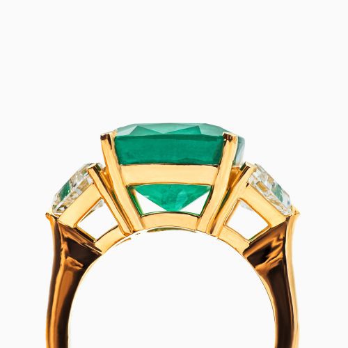 Dino Lonzano Emerald and Diamond Three-stone Engagement Ring