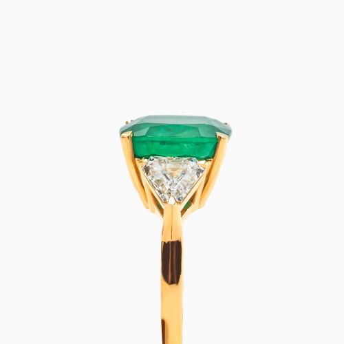 Dino Lonzano Emerald and Diamond Three-stone Engagement Ring