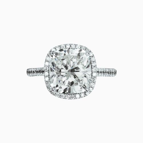 Cathedral Halo Pave Engagement Ring  with 4.00-Carat Cushion Cut Diamond