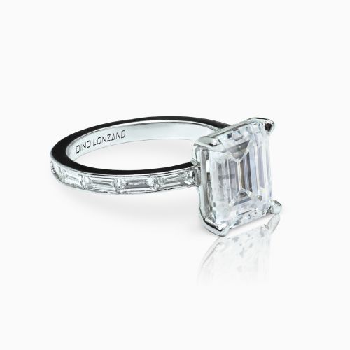 Channel Set Baguette Engagement Ring in Platinum