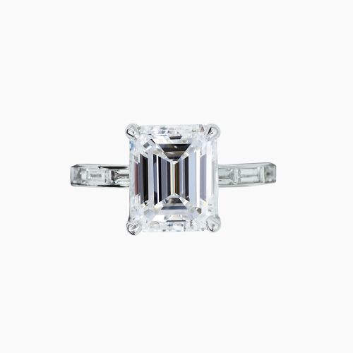 Channel Set Baguette Engagement Ring in Platinum