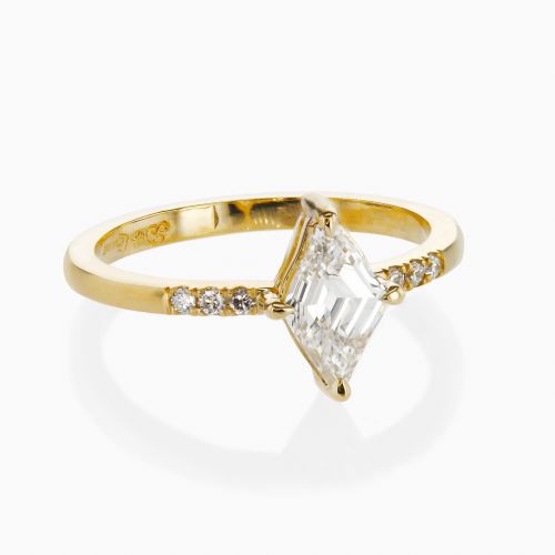 Lozenge Cut Diamond Pre-set Engagement Ring, 14k Gold
