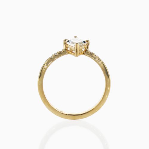 Lozenge Cut Diamond Pre-set Engagement Ring, 14k Gold
