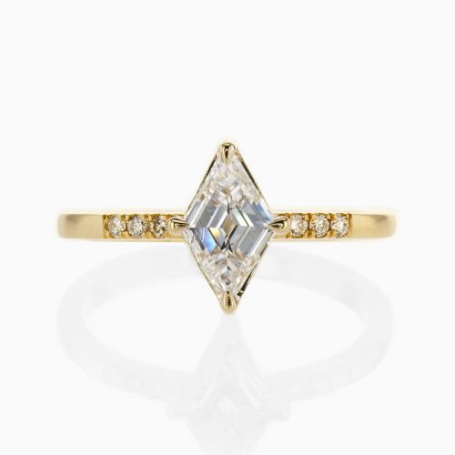 Lozenge Cut Diamond Pre-set Engagement Ring, 14k Gold