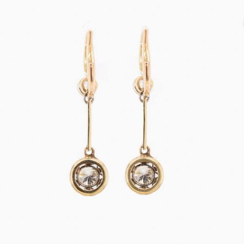 Vintage Diamond Drop Dangle Earrings, 18k Gold