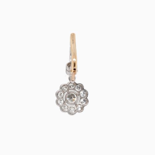 Floral Inspired Vintage Diamond Dangle Earring, 18k Gold