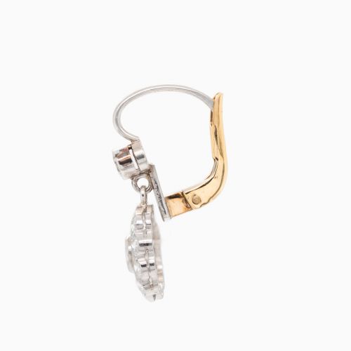 Floral Inspired Vintage Diamond Dangle Earring, 18k Gold