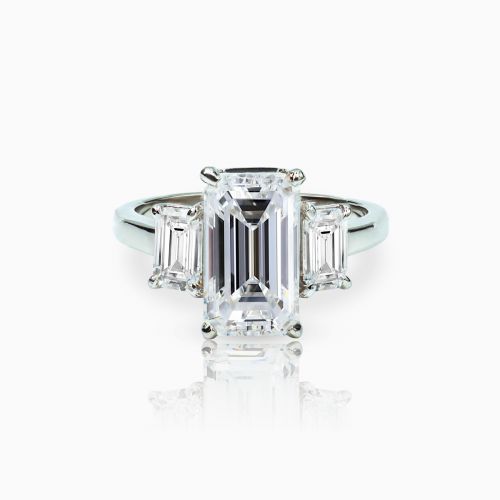 3-Stone Emerald Diamond Engagement Ring