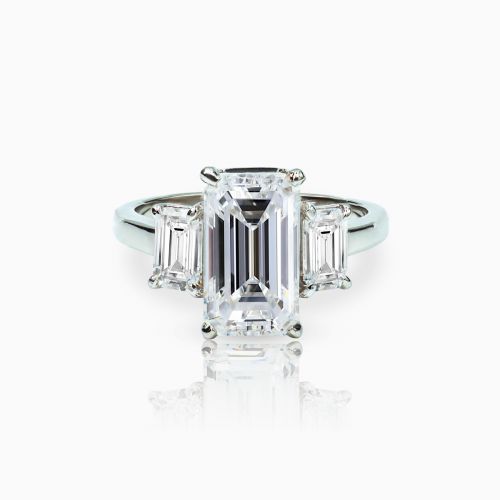 3-Stone Emerald Diamond Engagement Ring