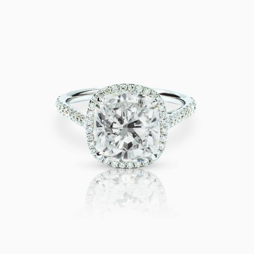 Cathedral Halo Pave Engagement Ring  with 4.00-Carat Cushion Cut Diamond