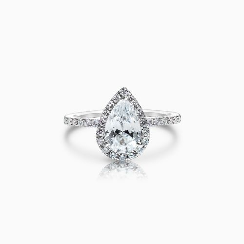 Dino Lonzano Diamond Halo Engagement Ring for Pear-shaped Diamond