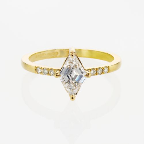 Lozenge Cut Diamond Pre-set Engagement Ring, 14k Gold