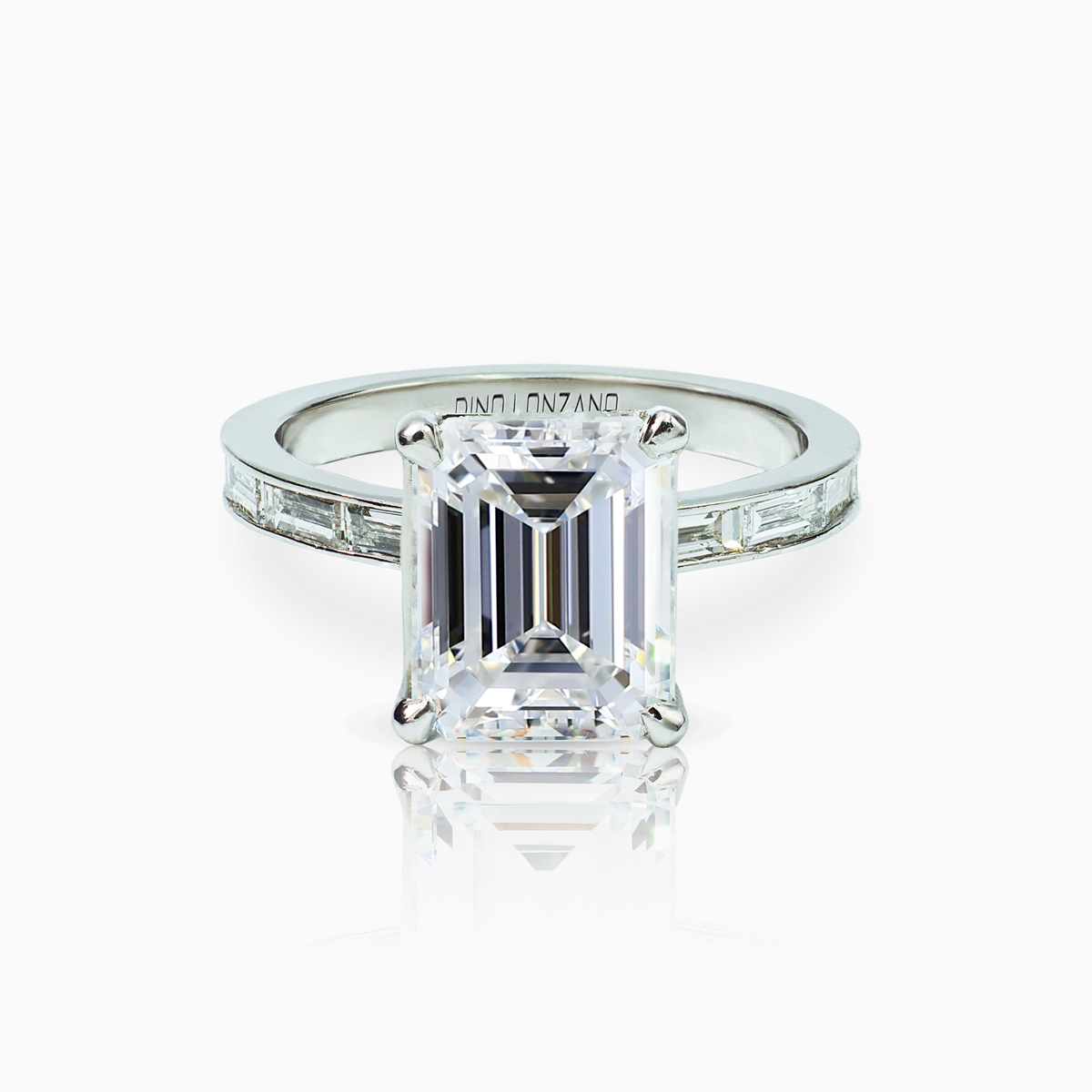 Channel Set Baguette Engagement Ring in Platinum