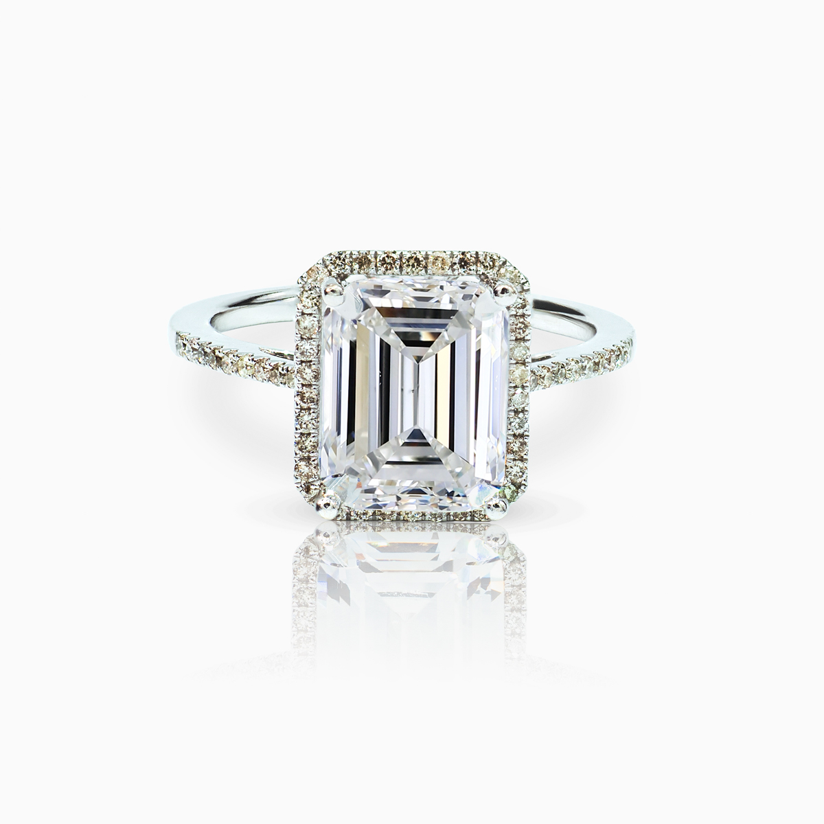 Emerald Cut Diamond Halo Pavé Ring