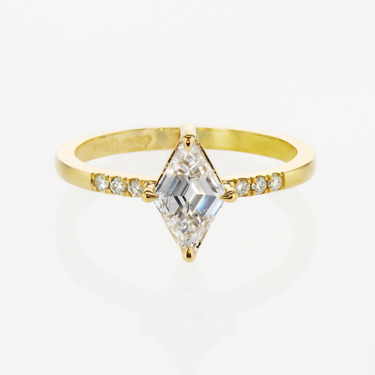 Lozenge Cut Diamond Pre-set Engagement Ring, 14k Gold