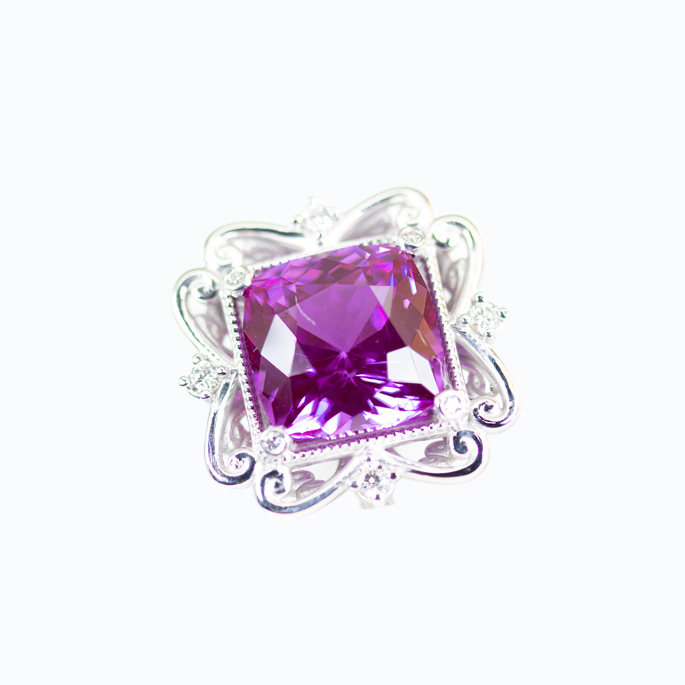 5.12ct Lab-grown Amethyst Statement Ring with Diamond Accents