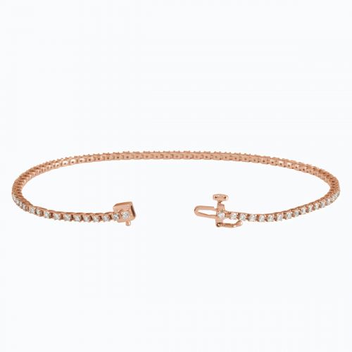 Dainty Lab-grown Diamond Tennis Bracelet 14k Rose Gold