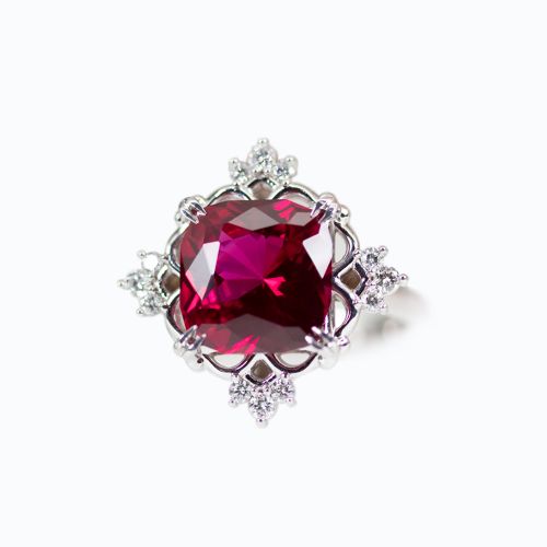 4.42ct Lab-grown Ruby Statement Ring with Diamond Accents