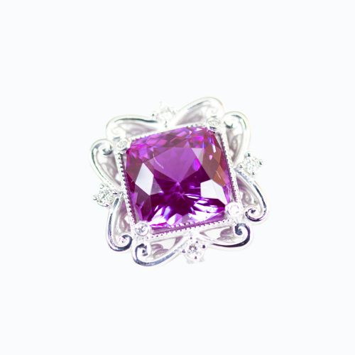 5.12ct Lab-grown Amethyst Statement Ring with Diamond Accents