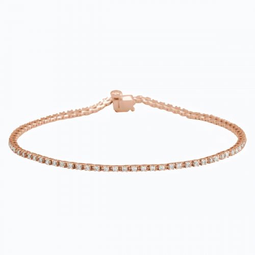 Dainty Lab-grown Diamond Tennis Bracelet 14k Rose Gold