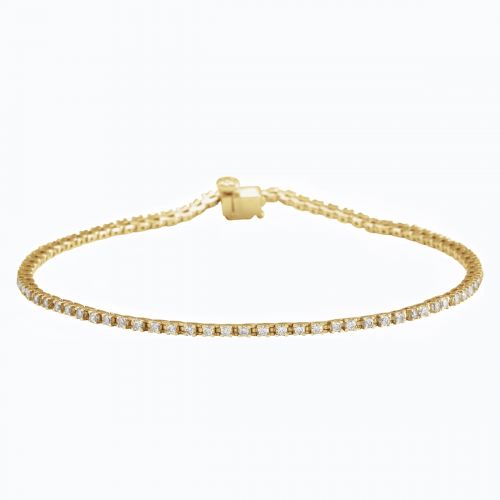 Dainty Lab-grown Diamond Tennis Bracelet 14k Yellow Gold