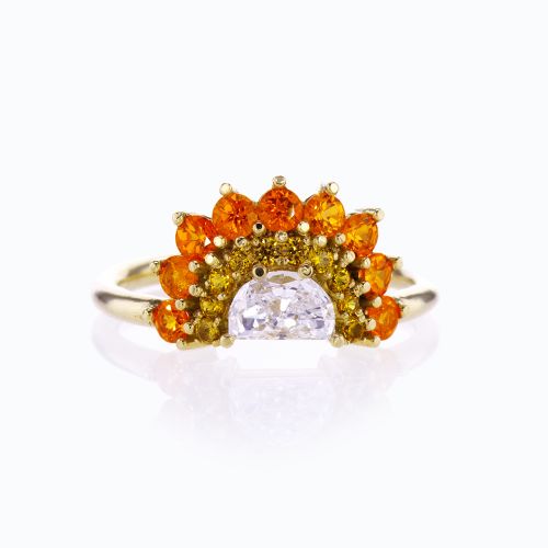 Dino Lonzano Luna Diamond Ring with Padparadscha Sapphires