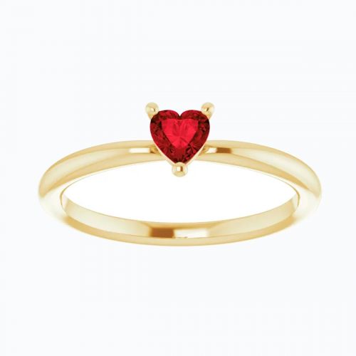 Natural Mozambique Garnet Heart Ring, 14k Yellow Gold