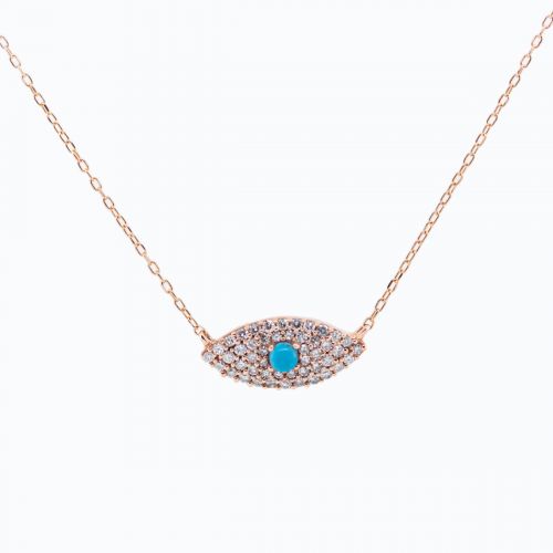 Petite Diamond and Turquoise Evil Eye Necklace