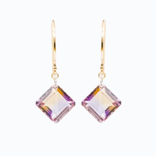 Square Ametrine Dangle Earrings