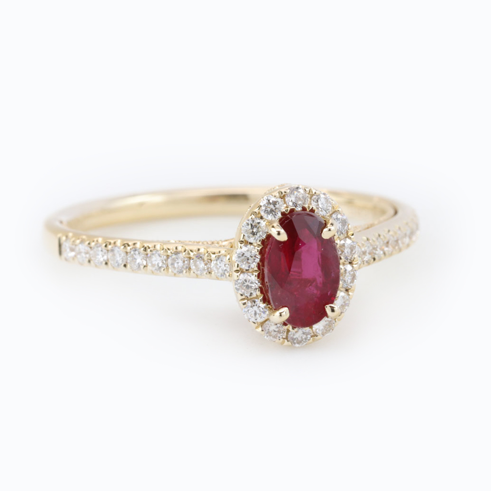 Open Filigree Ruby Engagement Ring, 14K Yellow Gold
