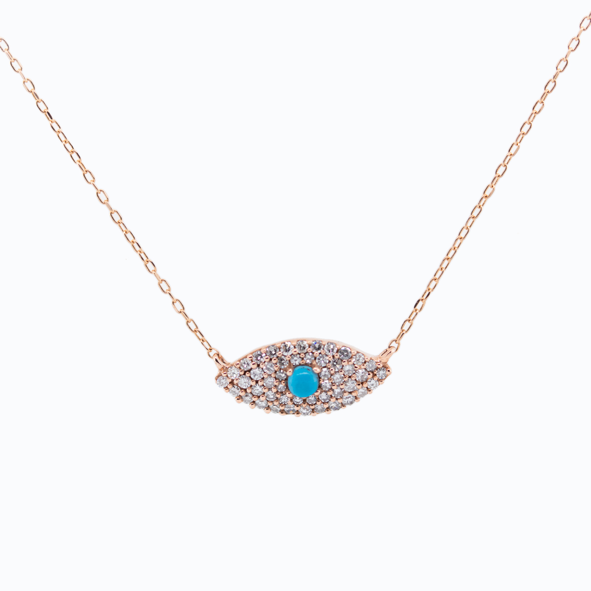 Petite Diamond and Turquoise Evil Eye Necklace