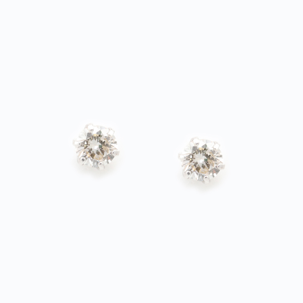 14K White Gold 6-Prong Basket Diamond Stud Earrings