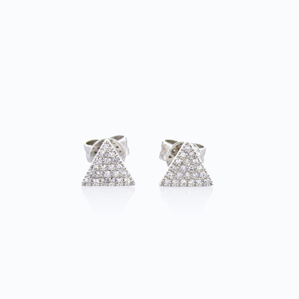 Tiny Triangle Diamond Stud Earrings