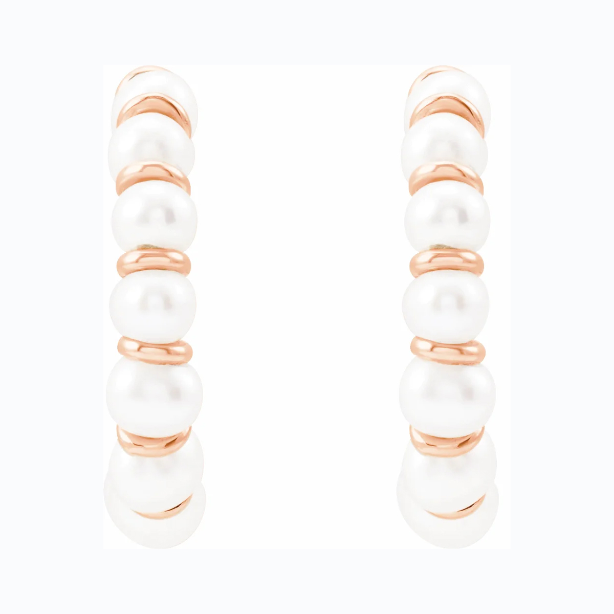 Pearl Hoop Earrings, 14k Rose Gold