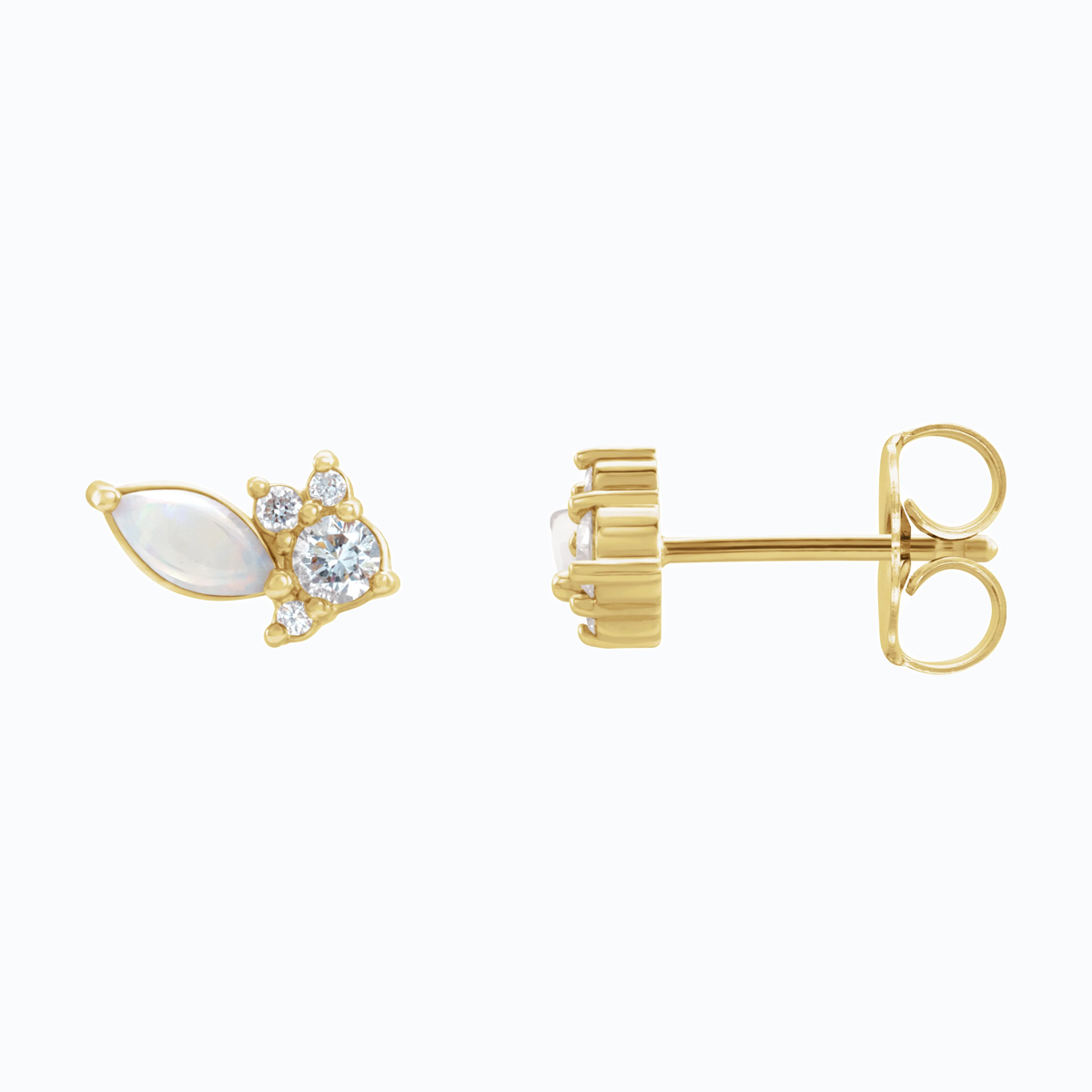 Natural Australian Opal and Diamond Cluster Earrings
